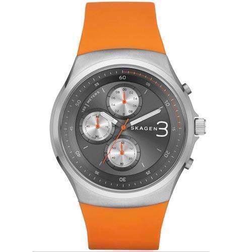 Image of Skagen Herre ur i rustfrit stål med orange gummirem, SKW6156